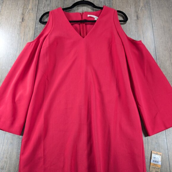 Rachel Roy Dress Womens Small Pink Shift Cold Shoulder Sleeve Pockets Preppy NWT - Picture 1 of 14